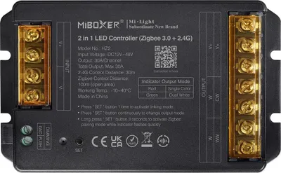 Produktbild von MiBoxer HZ2 2-in-1 LED-Controller – Einfarbig  und  CCT, 12–48 V, 30 A, Zigbee 3.0  und  2,4 GHz Funk