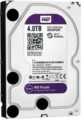 Produktbild von Western Digital Purple, 4 TB, 5400 RPM, 64 MB, 3.5", Serial ATA III