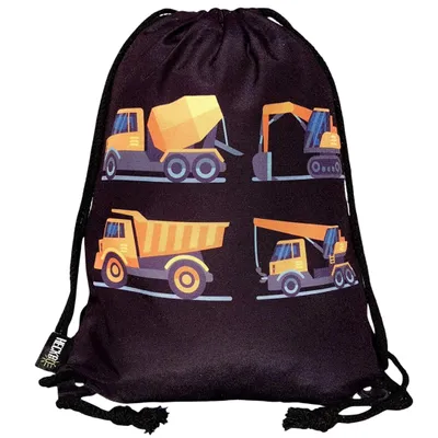 Image de HECKBO Sac à cordon enfant avec véhicules de chantier | Sac de sport pour garçons | Maternelle, école et sport, 40 × 32 cm