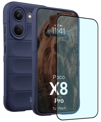 Produktbild von Robuste Handyhülle + gehärtetem Glas für Xiaomi POCO X8 Pro, Bizon Tur Pack, Dunkelblau