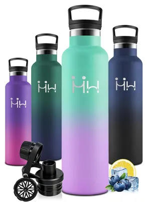 Produktbild von Motswedi Thermosflasche 1000 ml, 6 Strohhalme, Edelstahl Trinkflasche, Doppelwan