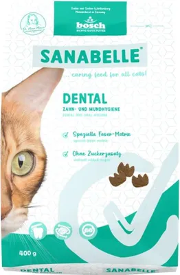 Produktbild von Bosch Sanabelle Dental Katzenfutter für Zahnpflege Alleinfuttermittel ohne Zuckerzusatz 400 g