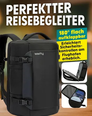 Produktbild von Reiserucksack 40L, Handgepäck Rucksack für Herren, Laptop Backpack bis 17 Zoll, wasserdicht, Schwarz