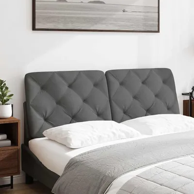Image de vidaXL Coussin de tête de lit gris foncé 140 cm Tissu