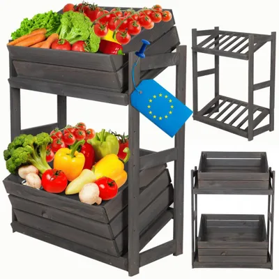 Produktbild von MODO24 Kistenregal Holz, 2 Kistenböden, 2 Getränkekisten, Getränkekistenhalter, Lagerregal, Keller, Massivholz Kiefer, 85,8x70x33 cm, Grau, LSR