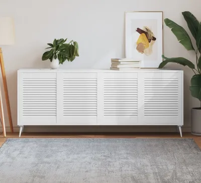 Produktbild von The Living Store Schranktüren Lamellen-Design 4 Stk Weiß 61,5x49,4 cm Massivholz