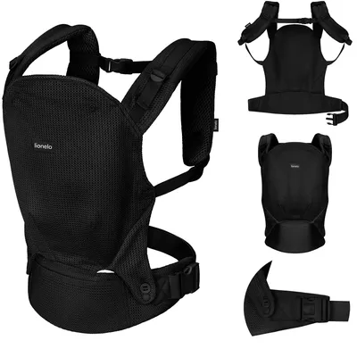 Produktbild von Margareet Air Ergonomische Babytrage, geeignet für Babys ab 4 Monaten bis 20 kg, 3 Tragemodi, atmungsaktives Gewebe, abnehmbare Kapuze - Schwarz