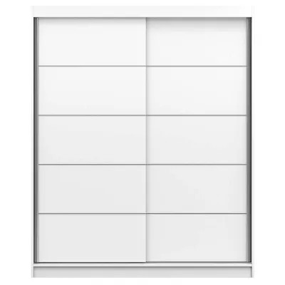 Produktbild von Schwebetürenschrank Kleiderschrank Schrank 160 cm Weiß/Weiß mit Zierleisten Bono 06