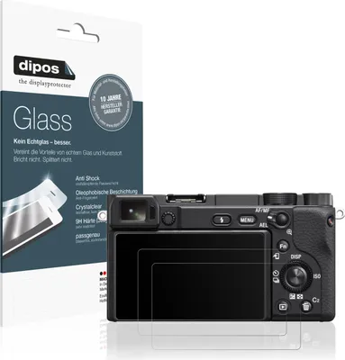 Produktbild von 2x Schutzfolie für Sony Alpha 6400A matt - Anti-Shock 9H Folie dipos Glass Kunststoffglas