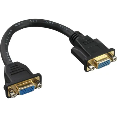 Produktbild von InLine VGA Adapterkabel, 15pol. VGA BU/BU, zum Einbau, vergoldete Kont., 0,2m, 0,2 m, VGA (D-Sub), VGA (D-Sub), Buchse, Buchse, Schwarz