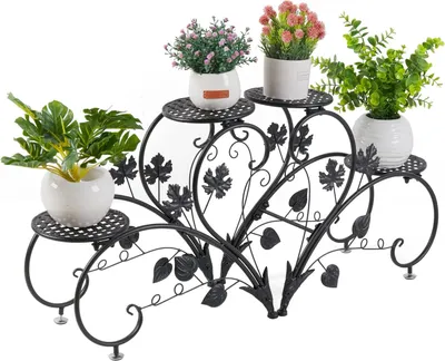 Produktbild von Pflanzenregal 4 Ebenen schwarz 90x42x21 cm