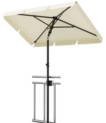 Zdjęcie produktu dla Parasol balkonowy – prostokątny 200×125 cm – UV50+ – z regulacją nachylenia i wysokości – z uchwytem i torbą transportową – beżowy