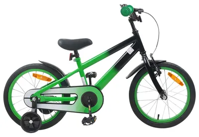 Image de Vélo pour Enfants 16 Pouces pour 4-6 ans Vert Noir