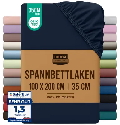 Produktbild von Utopia Bedding - Spannbettlaken 100x200cm - Marine Blau