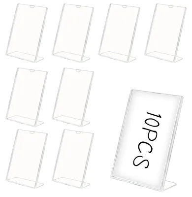 Productafbeelding van 10 stuks acryl bordhouders 16x13 cm transparante tafelstandaard