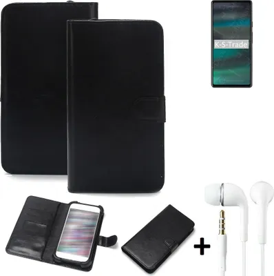 Produktbild von K-S-Trade Wallet Case Handyhülle kompatibel mit Google Pixel 6a Schutzhülle Flip cover Flipstyle Tasche Hülle Flipcover Slim Bumper schwarz + in