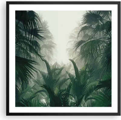 Produktbild von Gerahmtes Poster - Schwarzer Rahmen - Dschungel Blätter Palmen - 60x60 cm - Wand Bild - Wanddeko - Wandbilder - Kunstposter - Wandposter - Bilderrahmen - Bilder - Kunstdruck - P2BAC60x60-4504