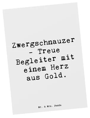 Produktbild von Mr. & Mrs. Panda Postkarte Spruch Zwergschnauzer Herz - Weiß - Geschenk, Postkarten, Hundeliebhaber, bildkarte, Hunde, Hunderassen Eigenschaften, Grußkarte, aus Gold