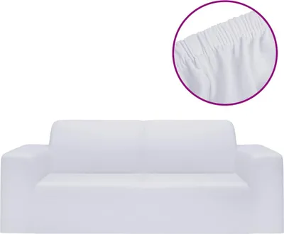 Obrázek produktu pro vidaXL Strečový potah na pohovku pro 2 osoby White Polyester Jersey