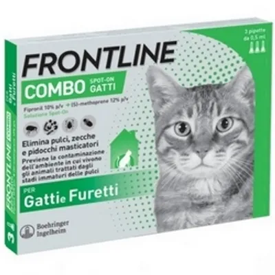 Produktbild von Carrefour Antiparassitario frontline combo spot on gatti 3 pezzi, Floh- & Zeckenlösung, Katze, Ampulle, Box, 3 Stück(e)