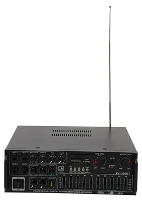 Produktbild von Stereo-Verstärker - AV-326BT - Bluetooth 6 m - Zwei Kanäle - SD/USB/MP3 - LED-Display - Fernbedienung - Netz 220–240V & 12V DC - Schwarz
