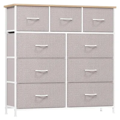 Produktbild von Stoffkommode mit 9 Schubladen Aschgrau 100x99x30 cm