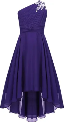 Produktbild von Elegantes Ein-Schulter Hochzeitskleid für Mädchen | Festliches Blumenmädchenkleid | Lang, ideal für Abendveranstaltungen | Größe 152 cm