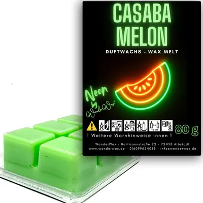 Produktbild von WonderWax Neon Duftwachs Wax Melts für Duftlampe, 6 Würfel Duftmelt Wachsmelt Sojawachs Neon Würfel für Raumdüfte, Wachs Duftöl Indoor Herbst Melts für Aromalampe Casaba Melon & Santal