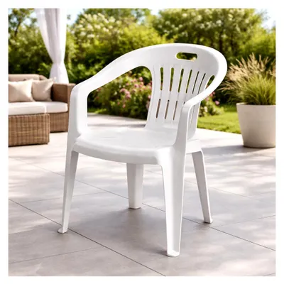 Produktbild von Stapelstuhl Gartenstuhl PIONA Bistrostuhl Gartensessel Balkonstuhl Kunststoff stapelbar Gartenmöbel Weiß