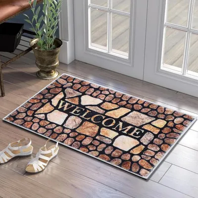 Produktbild von Fußmatte Innen 40x60cm Braun Rutschfest Schmutzfangmatte Waschbar Dünn Strapazierfähig