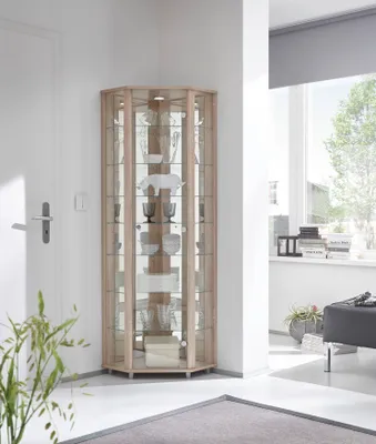 Produktbild von Eckvitrine Vitrinenschrank Glasvitrine Vitrine "Berlin II" Sonoma Eiche