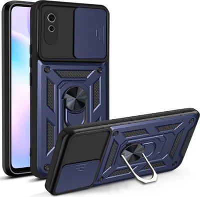 Produktbild von Redmi 9A Hülle mit 360° Drehbarer Magnetische Ring Ständer Halter Dia Kameraschutz TPU Bumper Silikon Schutzhülle für Xiaomi Redmi 9A Blau