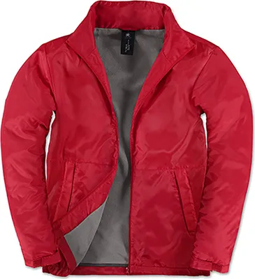 Produktbild von B&C Herren Funktionsjacke Jacke Winterjacke Gefüttert Kragen Winddicht, Größe:2XL, Farbe:Red/Warm Grey