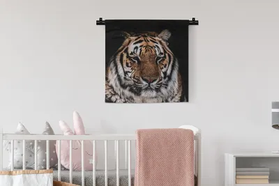 Produktbild von MuchoWow® Wandteppich Wandbehang Tiger - Tiere - Orange 60x60 cm Tapisserie Dekoration Wandtuch - Dekorationen - Wand Decke