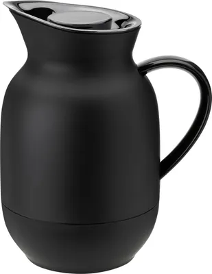 Produktbild von Stelton Isolierkanne Amphora für Kaffee, Kaffeekanne mit Glaseinsatz, Thermokanne, Kunststoff, Soft Black, 1 Liter, 221-1