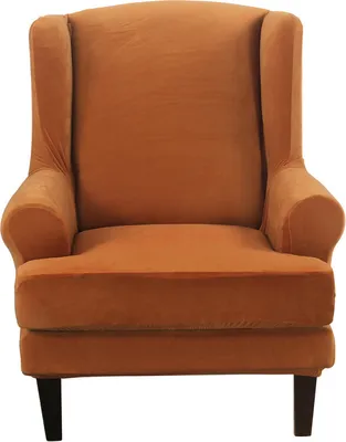 Produktbild von Ohrensessel Sofa Schonbezug Samt Plüsch High Stretch Cover Rutschfester Möbelschutz, Orange