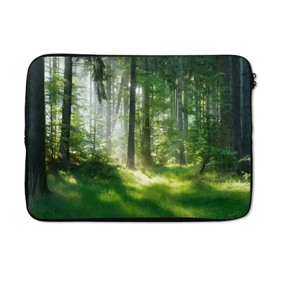 Produktbild von MuchoWow® Laptop Hülle 13 Zoll Natur - Bäume - Wald - Grün - Sonne - Gras - Pflanzen Laptoptasche - Laptophülle - Sleeve - Rundumschutz