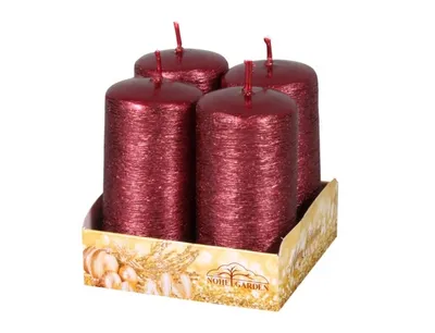 Image de Bougie de l'Avent TAURUS rayé métallique brillant d4x8cm 4pcs