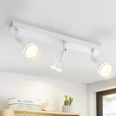 Obrázok produktu pre ZMH LED stropné svietidlo 3 plamene biele stropné svietidlo GU10 otočné kovové stropné svietidlo do obývačky kuchyne, bez žiaroviek