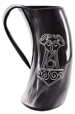 Produktbild von Bierkrug aus Horn – "Mjölnir, Thorshammer“