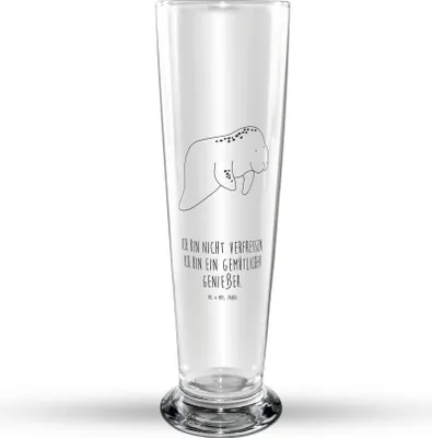 Produktbild von Mr. & Mrs. Panda Bierglas Seekuh Chillen - Transparent - Geschenk, Glasbierglas, Diät, Meer, Zucker, Süßigkeiten, Glasbecher, Trinkglas, Bierbecher, Bier Glas, Abnehmen