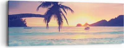 Produktbild von Bild auf Leinwand - Leinwandbild - Meer Strand Palme - 90x30cm - Wand Bild - Wanddeko - Wandbilder - Leinwanddruck - Bilder - Kunstdruck - Wanddekoration - Leinwand bilder - Wandkunst - AB90x30-3992