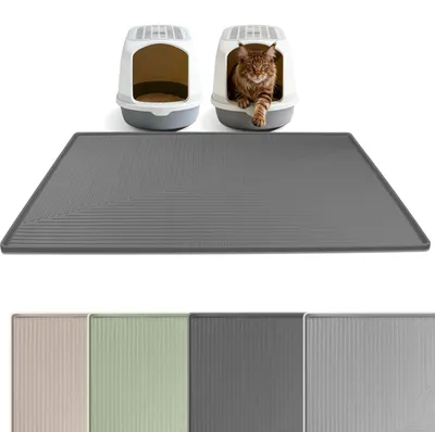 Katzenstreumatte XXL 127x91 cm Silikon dunkelgrau