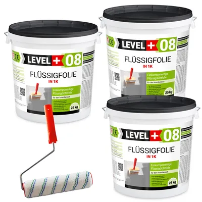 Zdjęcie produktu dla Folia w płynie Level+ FLÜSSIGFOLIE IN L+08 75kg + Wałek Malarski 25cm