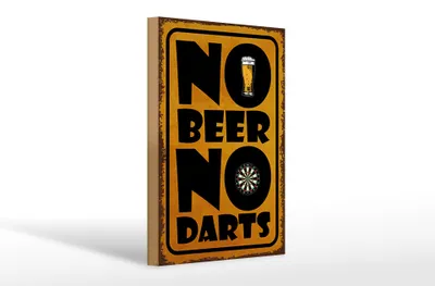 Produktbild von Holzschild  No Beer No Darts, 30x20 cm, Holzschilder Spruch Sport Hobby