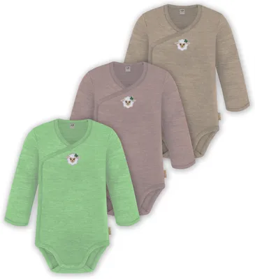Produktbild von normani 3er Pack Baby Merino Langarm Wickelbody