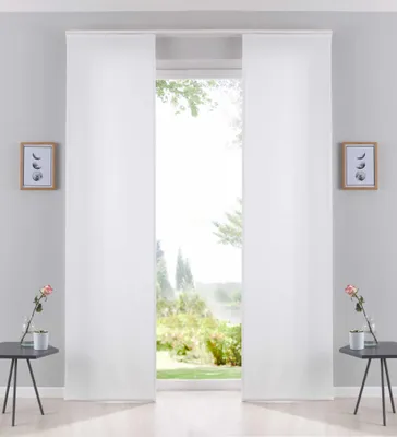 Produktbild von 2er Pack Flächenvorhänge Schiebegardinen »Palermo« komplett Set Cationic blickdicht Leinen Optik natura seidenmatt HxB 245x60 cm Natur Landhaus Stil 204411-2