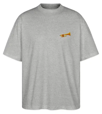 Produktbild von Spreadshirt Stickerei Trompete Oversize Uni T-Shirt, XS, Grau meliert