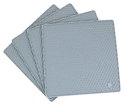 Obrázek produktu pro Silikonové podložky, protiskluzové, odolné vůči teplu, podložka na stůl, světle šedá, 17x17x0,6 cm