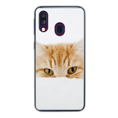 Produktbild von MuchoWow® Handyhülle Schutzhülle Hülle für Samsung Galaxy A40 Katze - Rot - Weiß - Mädchen - Jungen - Kind Silikon Softcase Handy Hülle - Handy-Tasche